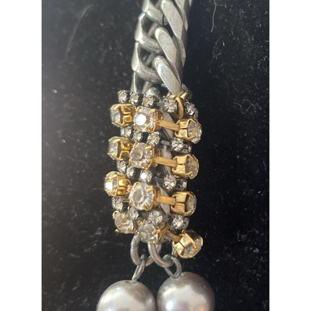 Chunky heavy Silver tone beaded multi strand necklace With Stainless Steel Chain - Picture 4 of 7